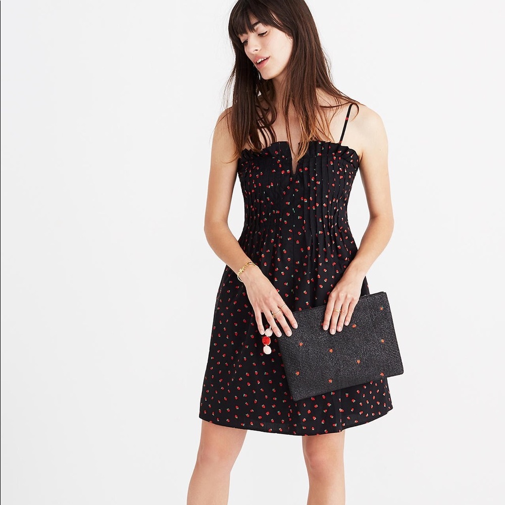 Madewell Pintuck Cami Dress in Fresh Strawberries